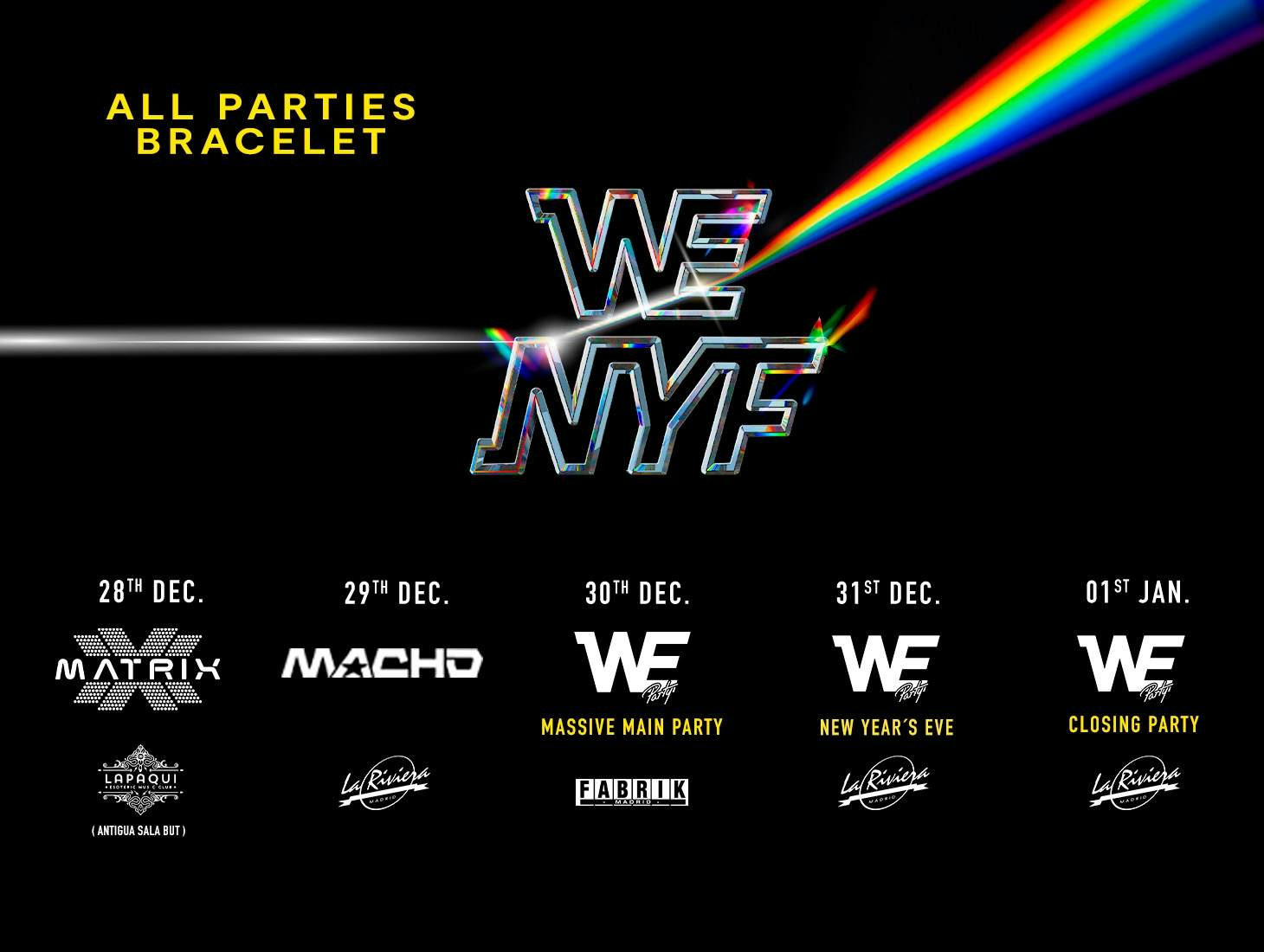 Comprar entradas WE NYF 2024 ALL ACCESS BRACELET en Entradas a tu alcance